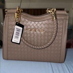 Bebe Beige Woven Shoulder Bag